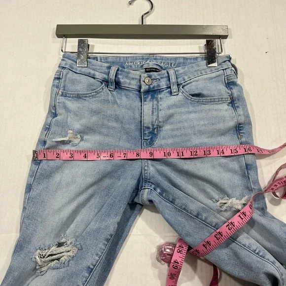 AMERICAN EAGLE DISTRESSED HIGH RISE JEGGIN 8 LONG - Picture 11 of 16